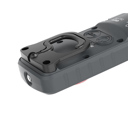 Product image of a dark grey handheld electronic device featuring a black swivel carabiner clip embossed CCT branding and a subtle red side accent