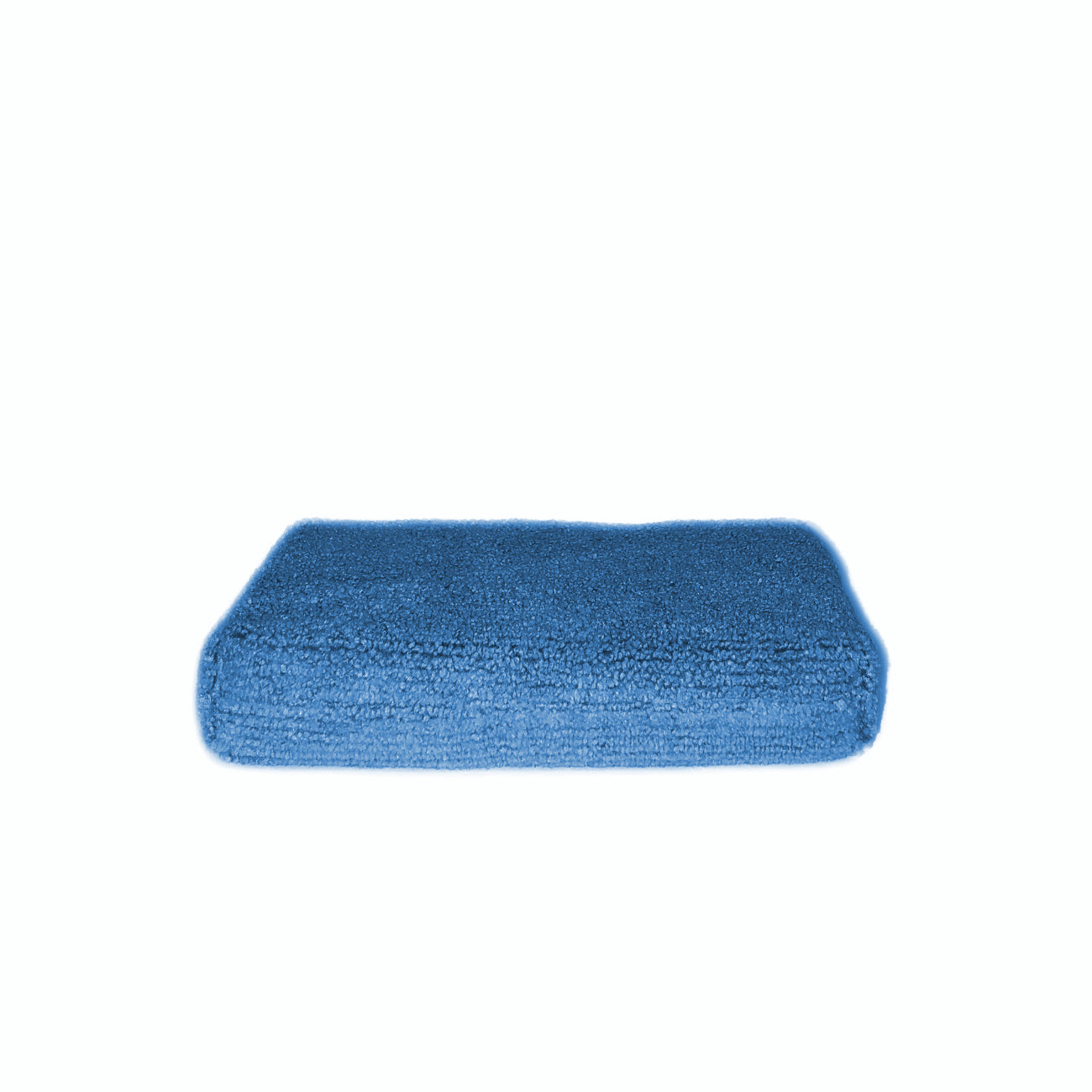 A vibrant blue textured rectangular object isolated on a plain white background