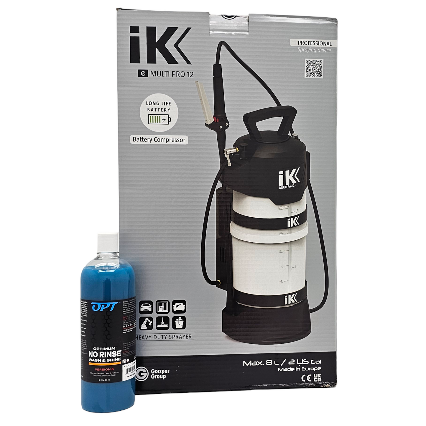 Optimum No Rinse Wash & Shine Version 6 Rinseless Car Wash 32oz & IK e Multi Pro 12