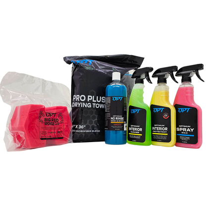 Optimum No Rinse Version 6 Interior Exterior Detail Kit with ONR, BRS, Pro Plush Towel, Wax, Protectant